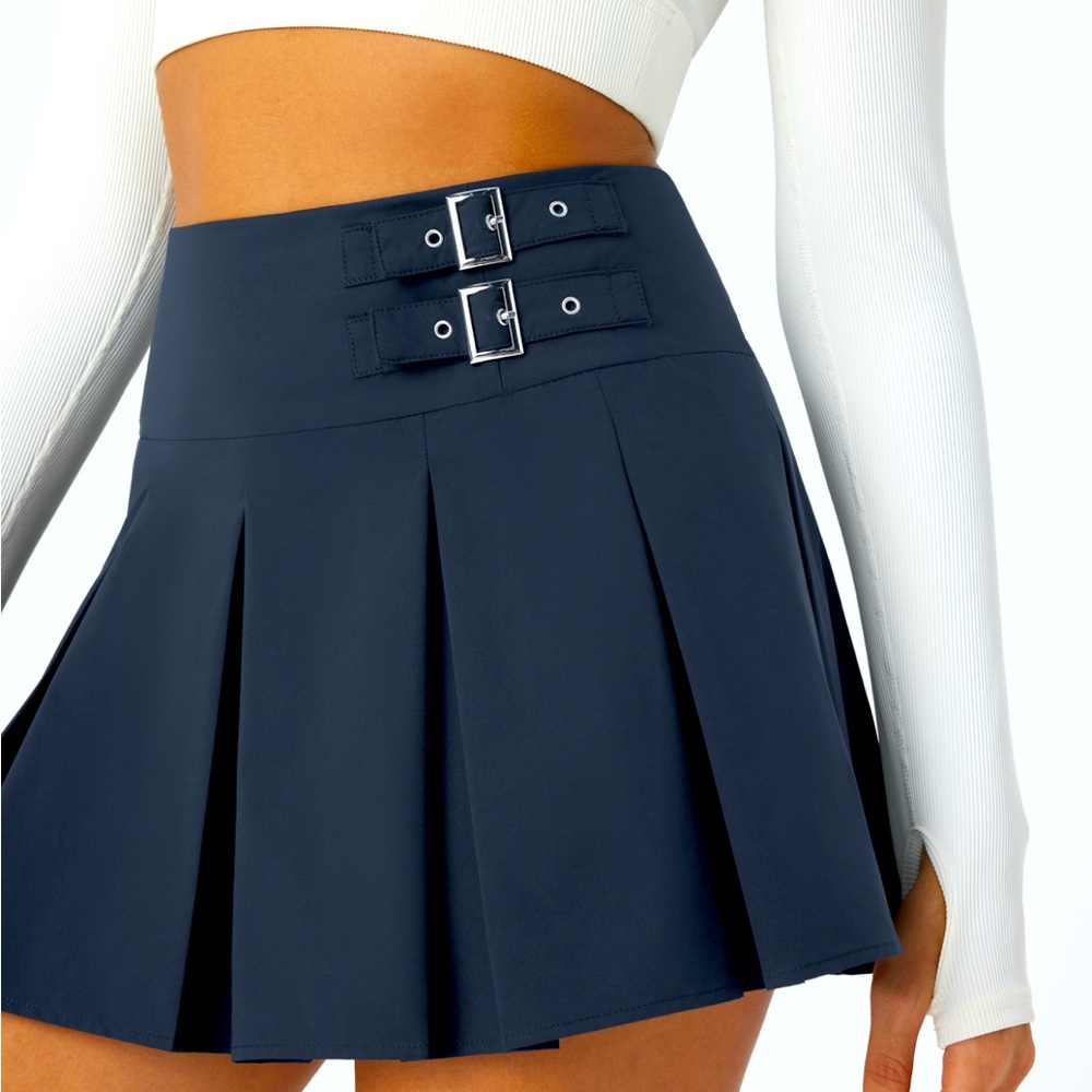 AKIRA Black High Waisted Pleated Skater Mini Skirt